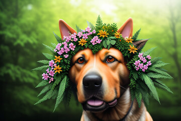 dog for plants, flowers, trees and shrubs, Generative ai