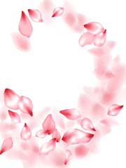 Obraz na płótnie Canvas Pink sakura flower flying petals isolated on white vector background.