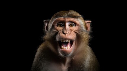 Funny portrait of smiling barbary Macaque Monkey. Generative AI