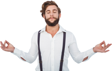 Hipster meditating arms outstretched