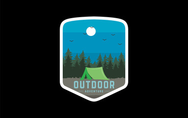 Fototapeta premium Outdoor badge design label, emblem or logo design vector template. outdoor activities icon. 