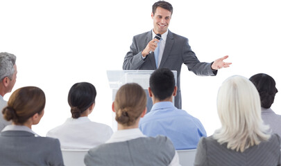 Fototapeta premium Businessman doing speech during meeting 