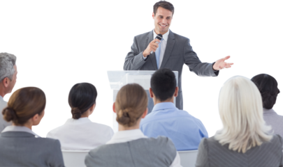 Businessman doing speech during meeting 