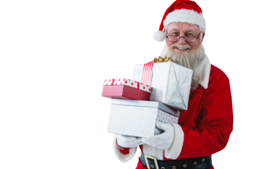 Santa Claus holding gift boxes