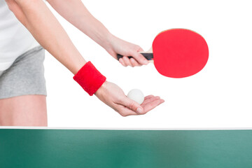 Female athlete playing ping pong