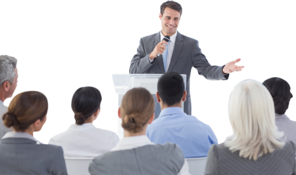 Businessman doing speech during meeting 