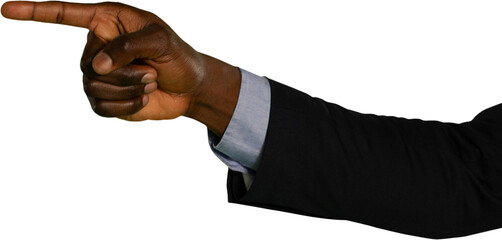 Close up view of man pointing finger gesture