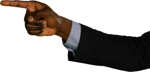 Close up view of man pointing finger gesture