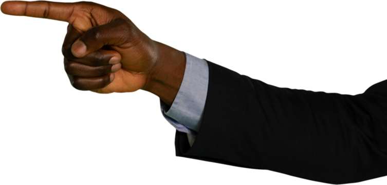 Close up view of man pointing finger gesture