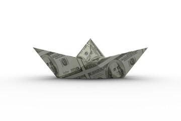 Paper boat made from dollar bill