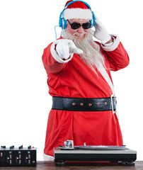 Santa Claus playing DJ