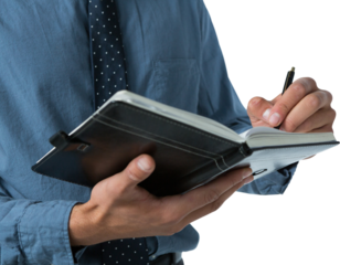 Executive writing on diary