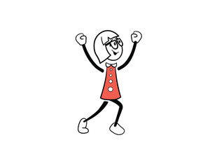 Happy female cartoon while walking