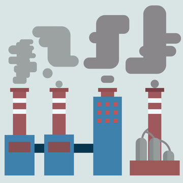 Industrial Factories with Smoke Vector Illustration Flat art