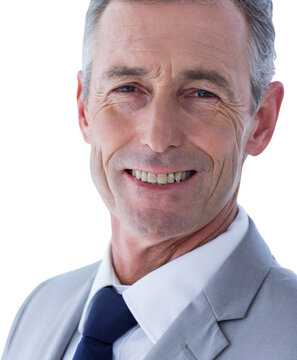 Close-up portrait of confident businessman smiling