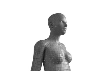 Close-up of digital gray 3d woman