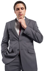Thoughtful businessman with hand on chin