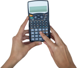 Cropped hands of businesswoman using calculator
