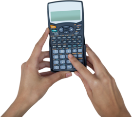 Cropped hands of businesswoman using calculator