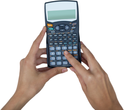 Cropped hands of businesswoman using calculator
