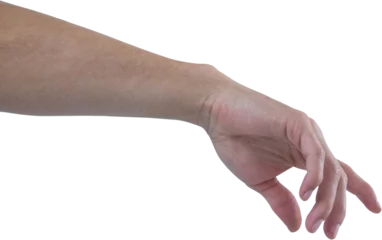 Keuken foto achterwand Hand of man pretending to touch an invisible screen © vectorfusionart