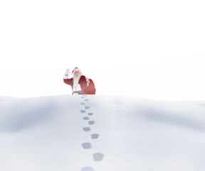 Santa walking in the snow