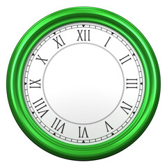 Green wall clock with roman numerals