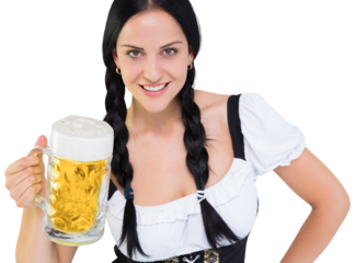 Pretty oktoberfest girl holding beer tankard