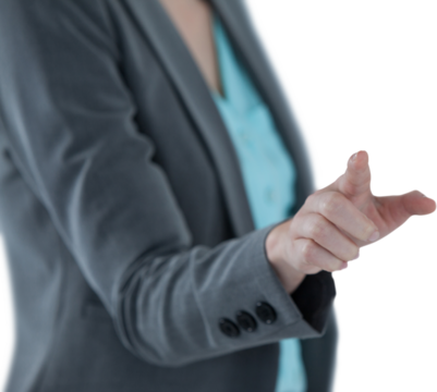 Businesswoman touching invisible digital screen