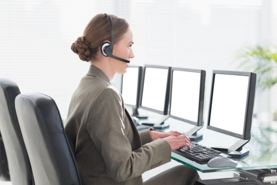 Businesswoman working on computer