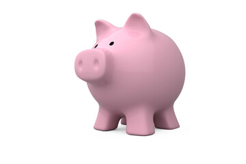 Piggy bank against white bank