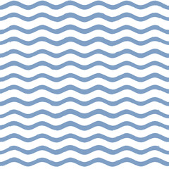 Seamless Wave Pattern, Hand drawn water sea vector background. Wavy beach print, curly grunge paint lines, watercolor stripes