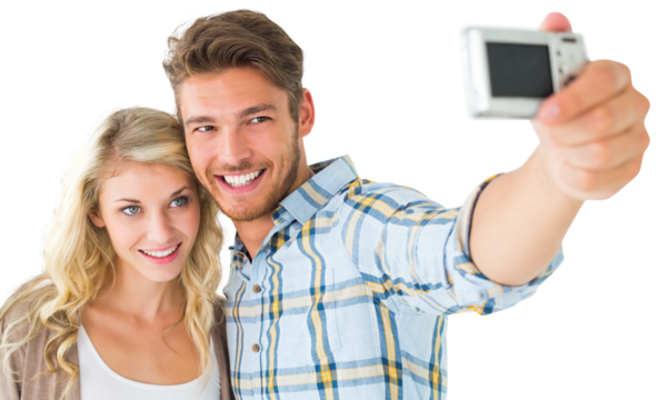 Attractive couple taking a selfie together