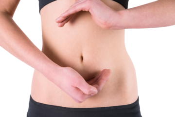 Woman with hands over belly