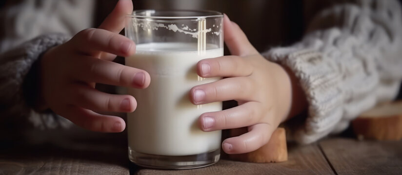 child holding a bottle of milk generative ai