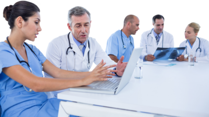 Medical team having discussion at table