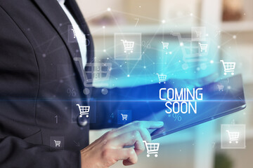 Young person makes a purchase through a tablet