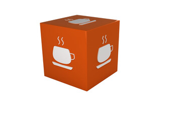 Coffee icon on cube