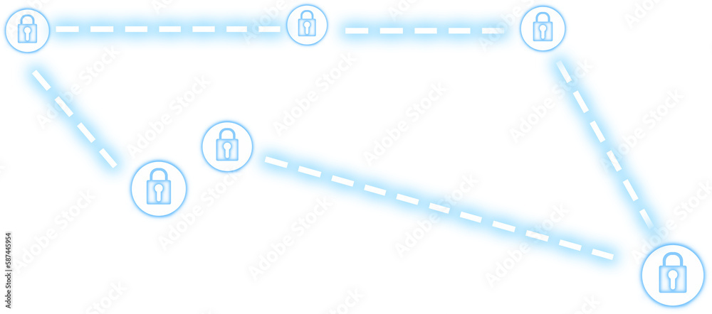 Poster vector of security lock with connecting lines