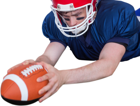 American football player scoring a touchdown - Powered by Adobe