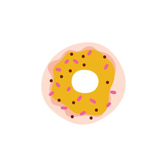 Circle donut simple isolated cute cartoon dessert vector illustration