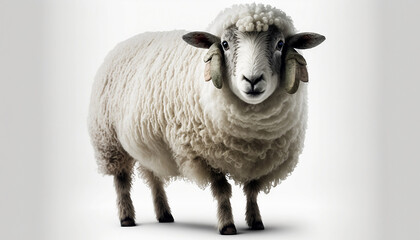 Woolly Sheep on White: High-Quality Images for Your Fashion and Textile Design Projects. generative AI
