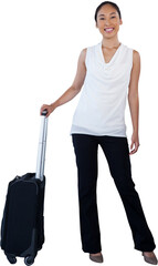 Portrait of young businesswoman with luggage