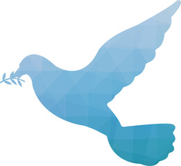 Illustration of blue translucent glass in flying bird shape 