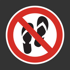 No Thongs Sandals Or Open Toed Footwear Symbol Vector Sign.