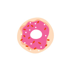 Circle donut simple isolated cute cartoon dessert vector illustration