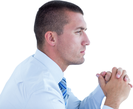 Side view of handsome businessman looking away - Powered by Adobe