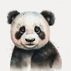 Obraz premium bear illustration with light watercolor on white background, minimalist animal painting, light watercolor artwork, unique wall décor, ai art. generative ai