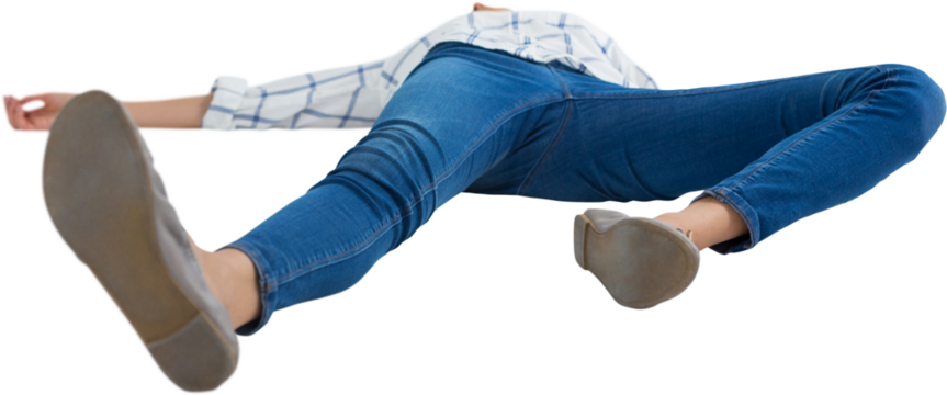 Low section of woman lying on white background - Powered by Adobe