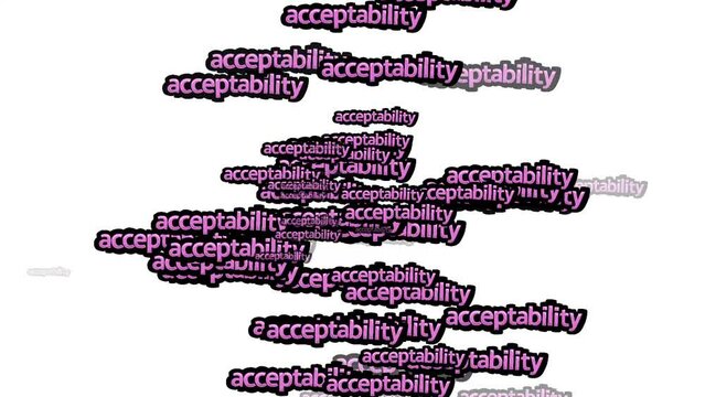 animated video scattered with the words ACCEPTABILITY on a white background